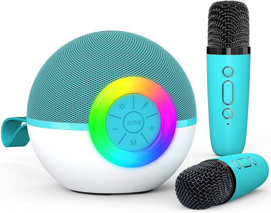 Karaoke Microphone Machine Toys for Kids Adults, Mini Portable Bluetooth Speaker with 2 Wireless Mics, Christmas Birthday Gifts for Boys Girls Ages 3 4 5 6 7 8 9 10 11 12+ Year (Green)