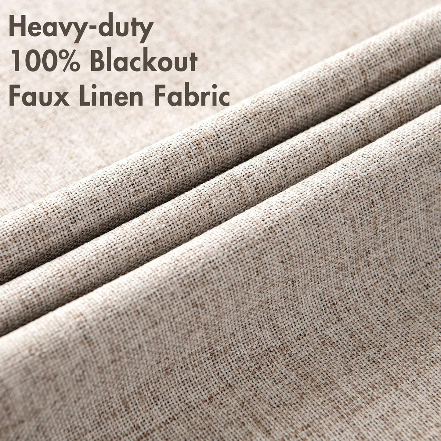 MIULEE Linen Texture Curtains for Bedroom Solid 100% Blackout Thermal Insulated Khaki Curtains Grommet Room Darkening Drapes for Living Room Nursery 52x108 Inch (2 Panels)
