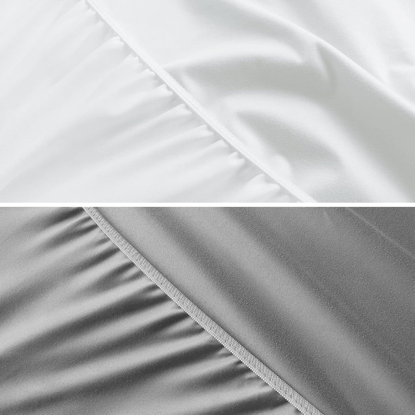 Waterproof Bassinet Sheets Fit for Halo, Dream on Me, Ingenuity, Fisher Price, Delta, Graco and Other Oval Bassinet Mattress, 2 Pack, Ultra Soft Microfiber Sheets, White & Grey