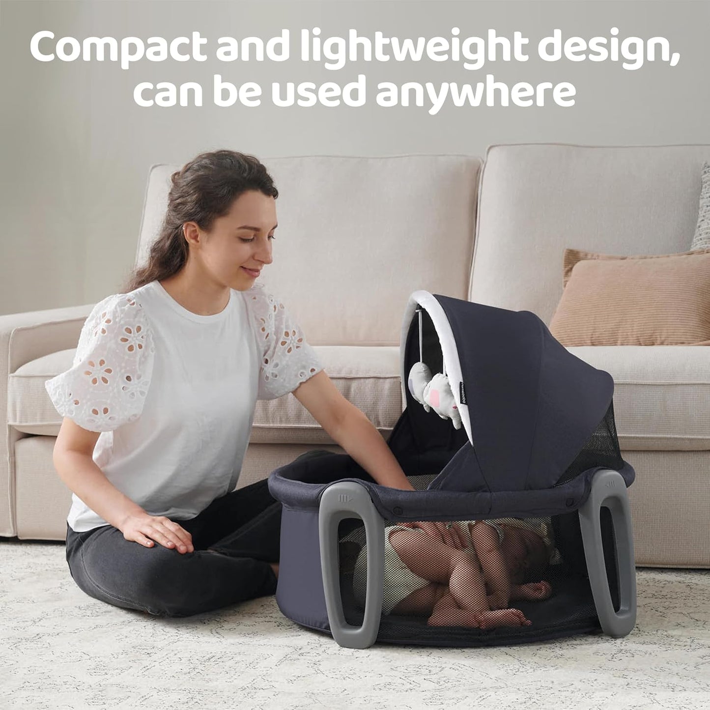 Pamo babe Portable Bassinet and Play Space Baby Dome with Toys and Canopy Travel Crib for Newborn