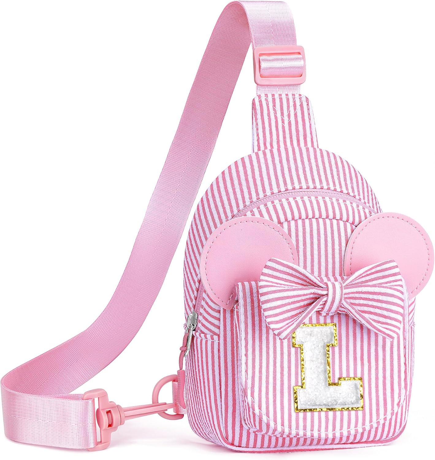 Birthday Gifts for 3 4 5 6 7 Year Old Girls - Small Crossbody Bags for Kids Little Girls 3-8, Initial Small Sling Bag Belt Bag Purse for Girl Teen Kids Birthday Gift (Pink L)