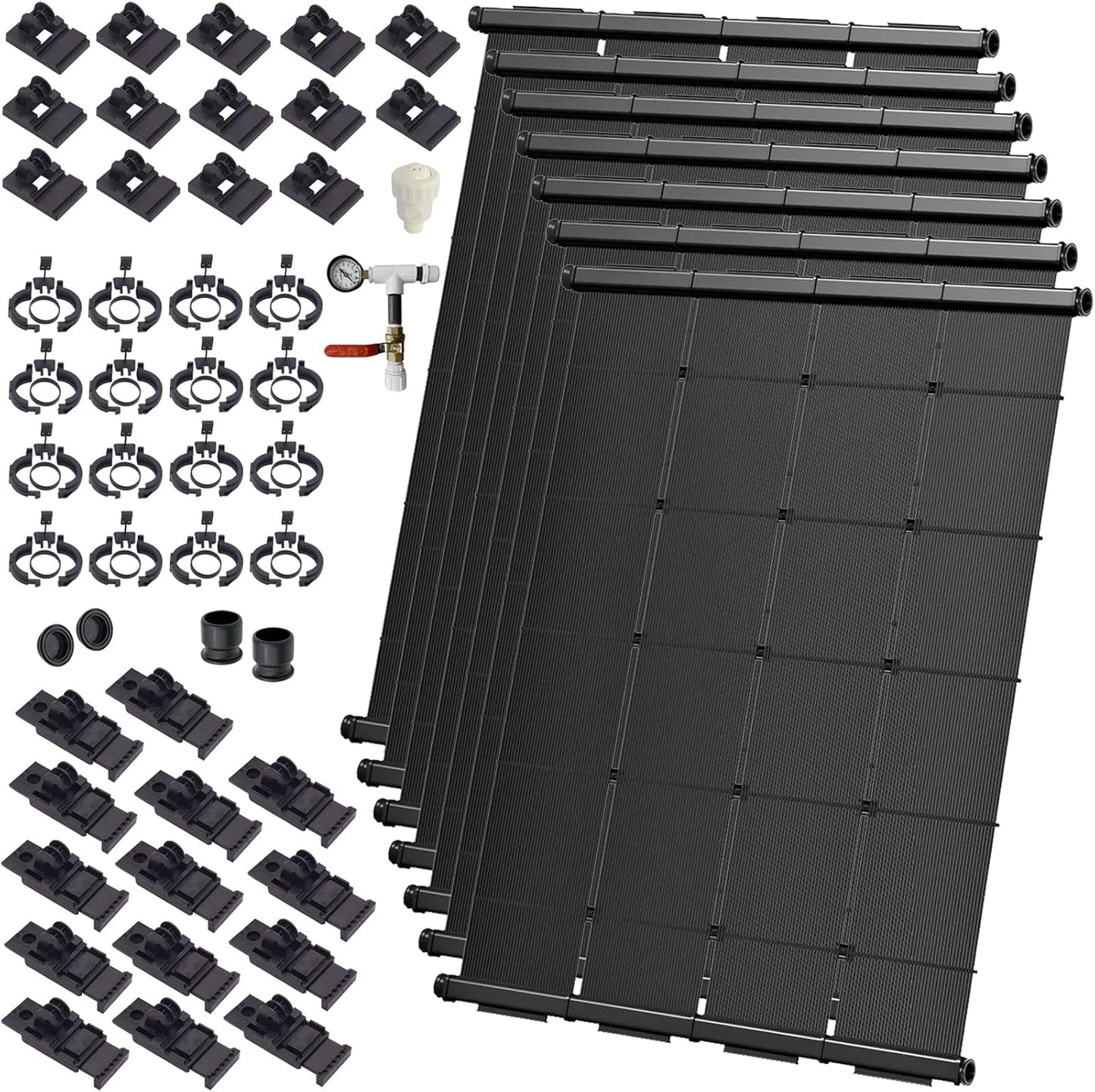 Industrial Grade Solar Pool Heater DIY Kit - Superior High-Wind Strapless Mounting System & Maximum Freeze Resistance (7-4'x6.5' / 182 Square Feet)