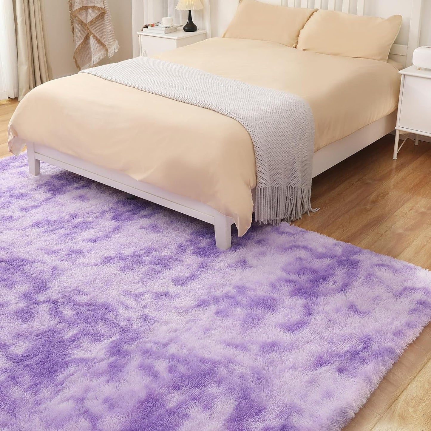 5x7 Area Rug, Luxury Rugs for Living Room, Ultra Soft Rugs for Bedroom, Non-Slip Indoor Carpet for Nursery, Kids Room, Playroom, Home Decor, Tie-Dyed Purple