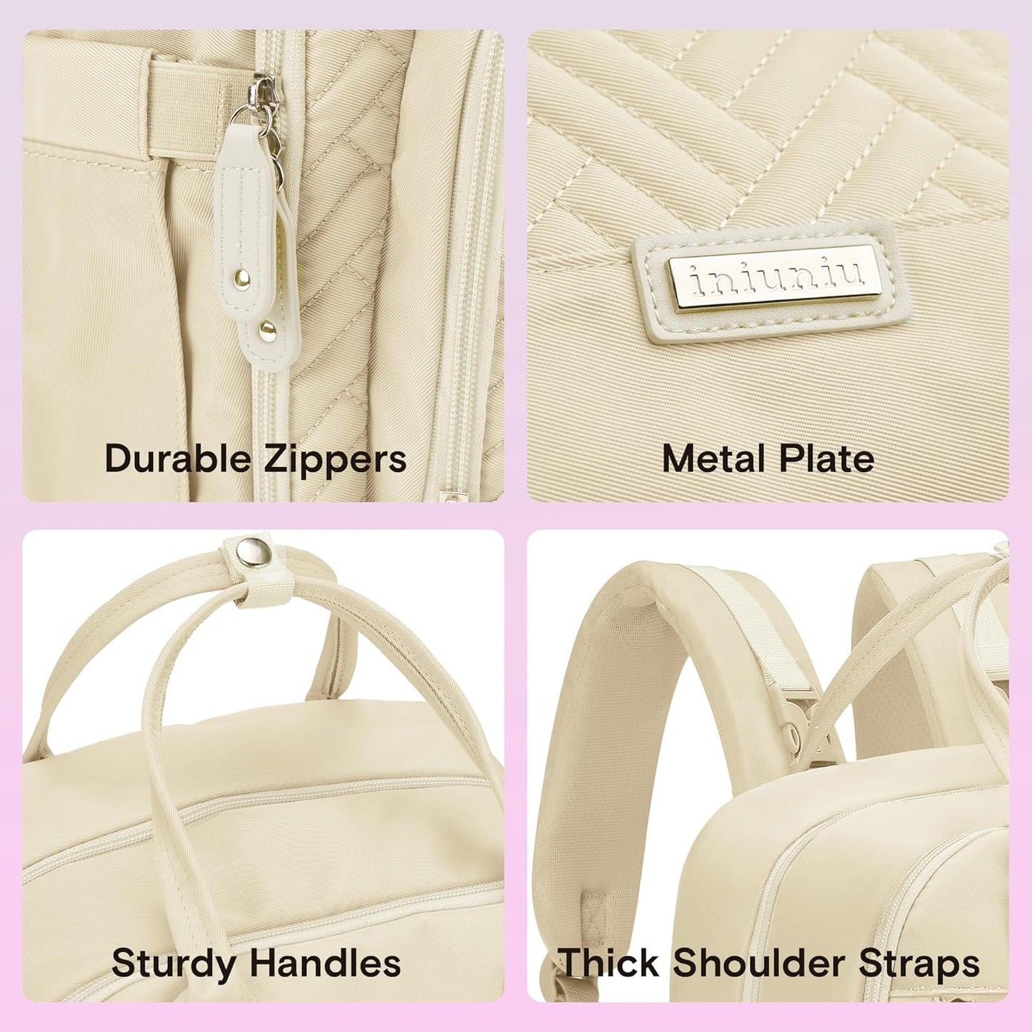 iniuniu Diaper Bag Backpack, 4 in 1 kit Large Unisex Baby Bags for Boys Girls, Waterproof Travel Back Pack with Diaper Pouch