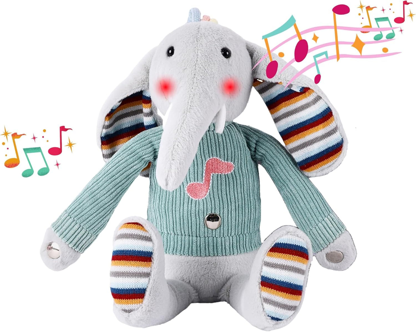 Lumio Musical Stuffed Animal Plush Toy with Lights & Sounds - Cute Interactive Toy for Newborns, and 3 6 12 to 48 Months (Elephant)