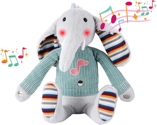 Lumio Musical Stuffed Animal Plush Toy with Lights & Sounds - Cute Interactive Toy for Newborns, and 3 6 12 to 48 Months (Elephant)