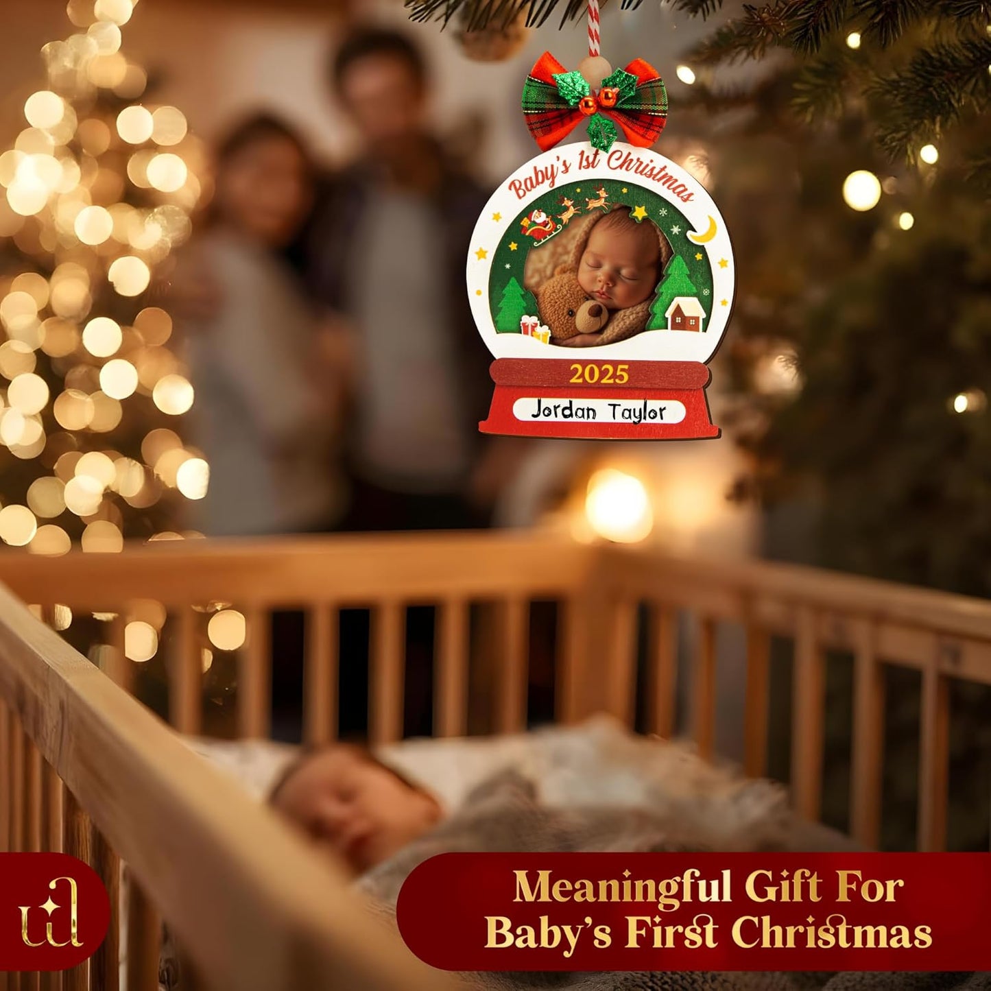 Babys First Christmas Ornament 2025 Girl Boy - Baby 1st Christmas Newborn Keepsake Photo Ideas, Baby Picture Frame Baby's First Xmas Ornament for Xmas Tree Decorations