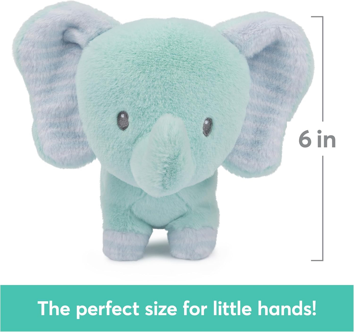 GUND Baby Safari Friends Collection Plush Elephant with Chime, Sensory Toy Stuffed Animal for Babies and Newborns, Teal, 7"