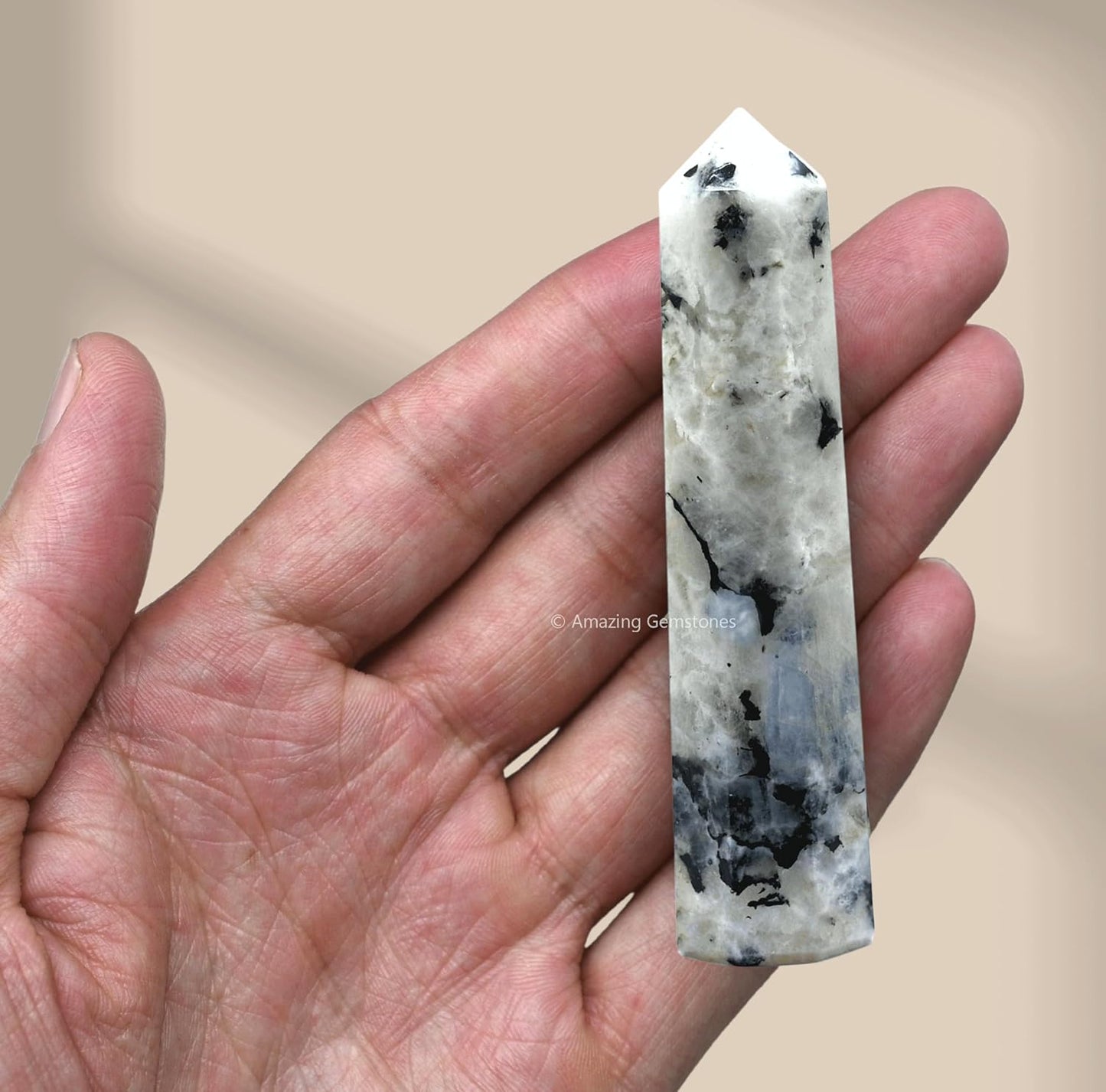 Amazing Gemstone Rainbow Moonstone Crystal Towers ~ Natural Healing Crystal Point Obelisk for Reiki Healing and Crystal Grid (3 to 4 INCH)