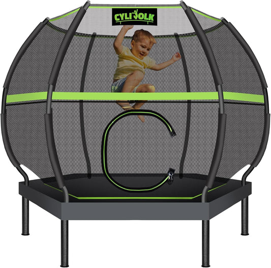 Trampoline for Kids, Heavy Duty Recreational Trampolines Toddler Trampoline with Enclosure Net Ladder Indoor Outdoor Trampoline CPC Approved