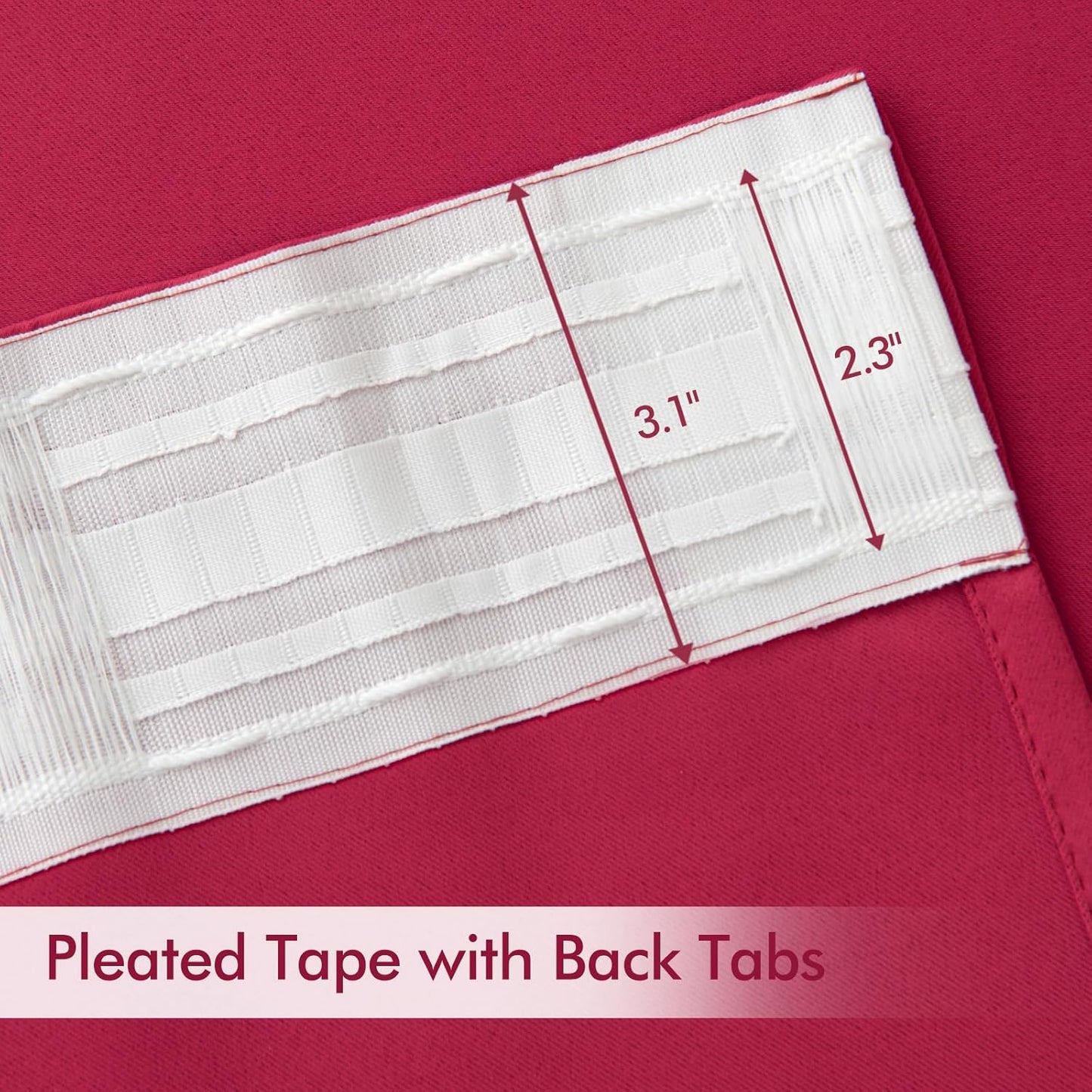 MIULEE Hot Pink Back Tab Blackout Curtains 90 Inches Long 2 Panels Set for Living Room Bedroom Privacy, Rod Pocket/Pinch Pleat Thermal Insulated Room Darkening Pleated Light Blocking Drapes