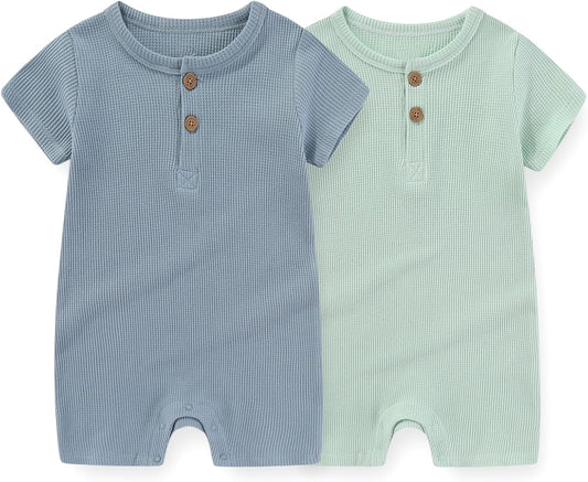 Unisex Short Sleeve Baby Romper 2 Pack Cotton Solid infant Boy Girl Jumpsuits Soft New Born Clothes