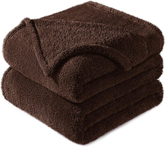 Exclusivo Mezcla Queen Size Flannel Fleece Blanket, Super Soft Velvet Plush Bed Blanket, Fuzzy Cozy and Warm for All Seasons, 90x90 Inches, Coffee