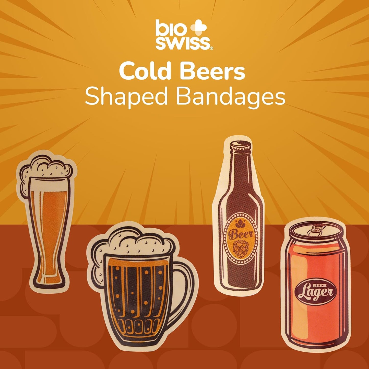 BioSwiss Bandages, Cold Beverage Shaped Self Adhesive Bandage, Latex Free Wound Care, Fun First Aid Kit Supplies for Adults, 50 Count