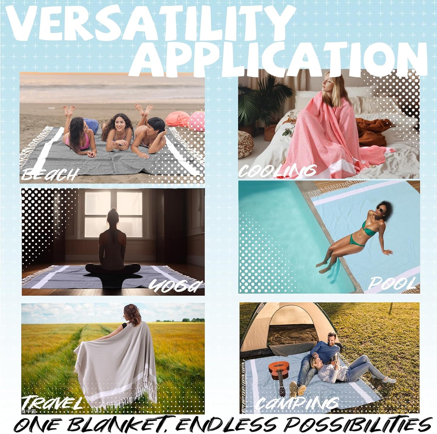 Giant Turkish Beach Blanket Pool Towel Cotton Lightweight Extra Large Soft Sand Free Quick Dry Oversized Sandproof Cruise Ship Essentials Summer Vacation Accessories Gift Must Haves Gear Stuff Gadget