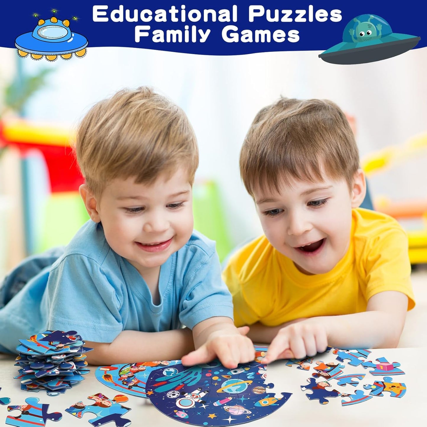 Floor Puzzle Suitable for Children Aged 3-10, Unique Large Irregular Animal Shaped Art Puzzle Suitable for Boys and Girls 36 Pieces Toys As Gifts for Children (Planet)
