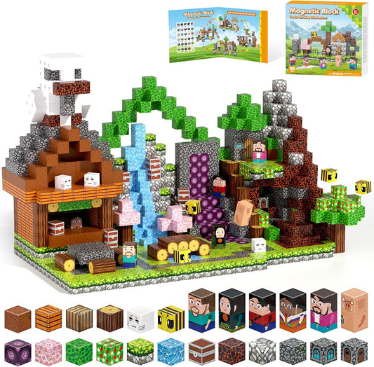 Magnetic Blocks, Magnetic Building Blocks Gryxpox, Magnet Tiles with Adventure World Blocks Toy, Magnetic Blocks For Kids Ages 4-8, STEM Sensory Toys for Ages 3+ Toddlers Kids Girl Boys Birthday Gifts