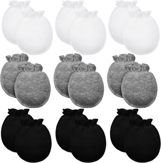 9 Pairs Newborn Baby Boys Girls Mittens 0-6 Months Infant Toddler Mittens No Scratch Solid Color Gloves