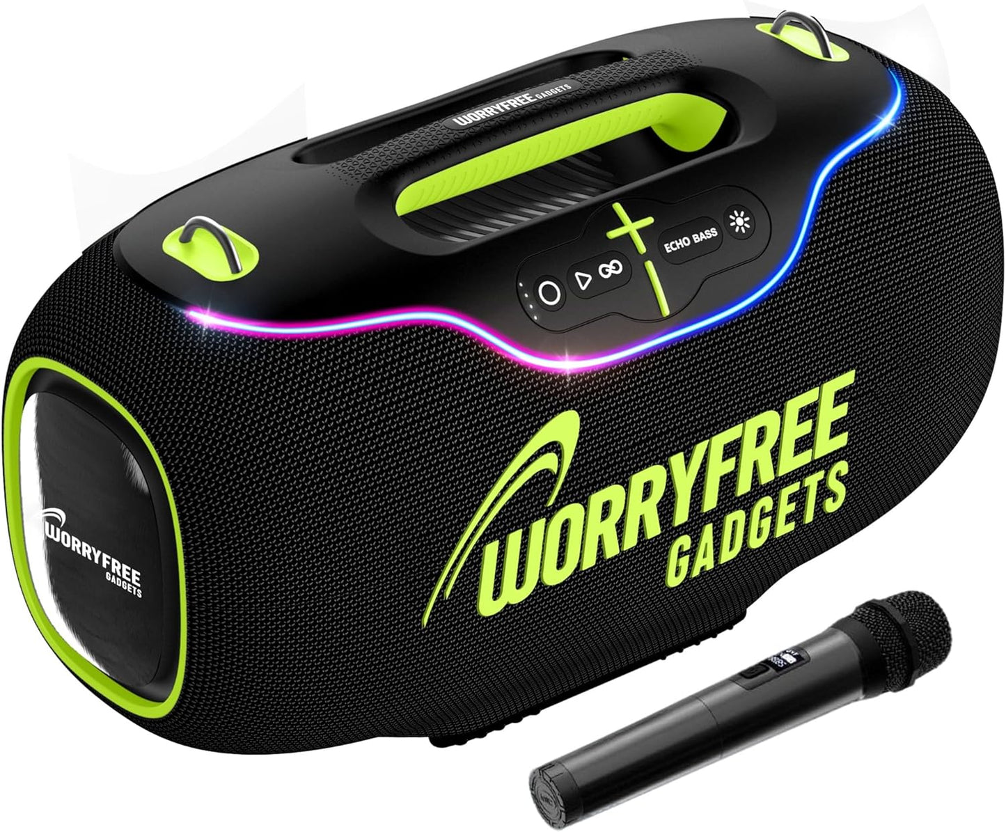 350W Wireless Bluetooth Speaker, RGB Lights, Mic with EQ & Volume Control, 10M Range (Black-A80)