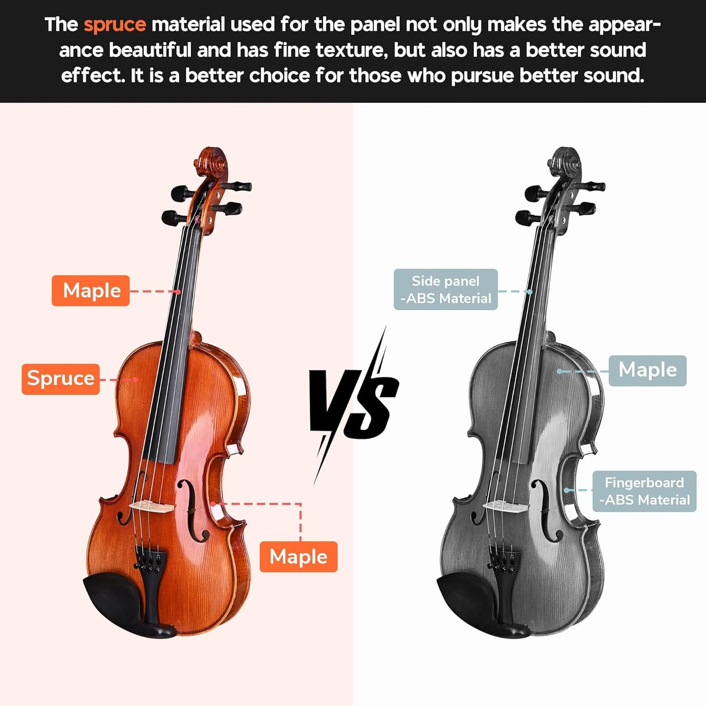 AW Solid Wood Violin 4/4 Full Set Fiddle Beginner Violin Full Size Stradivari Copy Style with Carry Case Bow Rosin Shoulder Rest for Student Adults Starter Kit