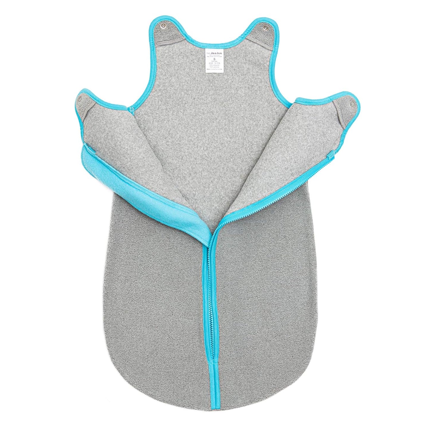 baby deedee Sleep Nest Fleece Baby Sleeping Bag, Gray Aqua, 0-6 Month