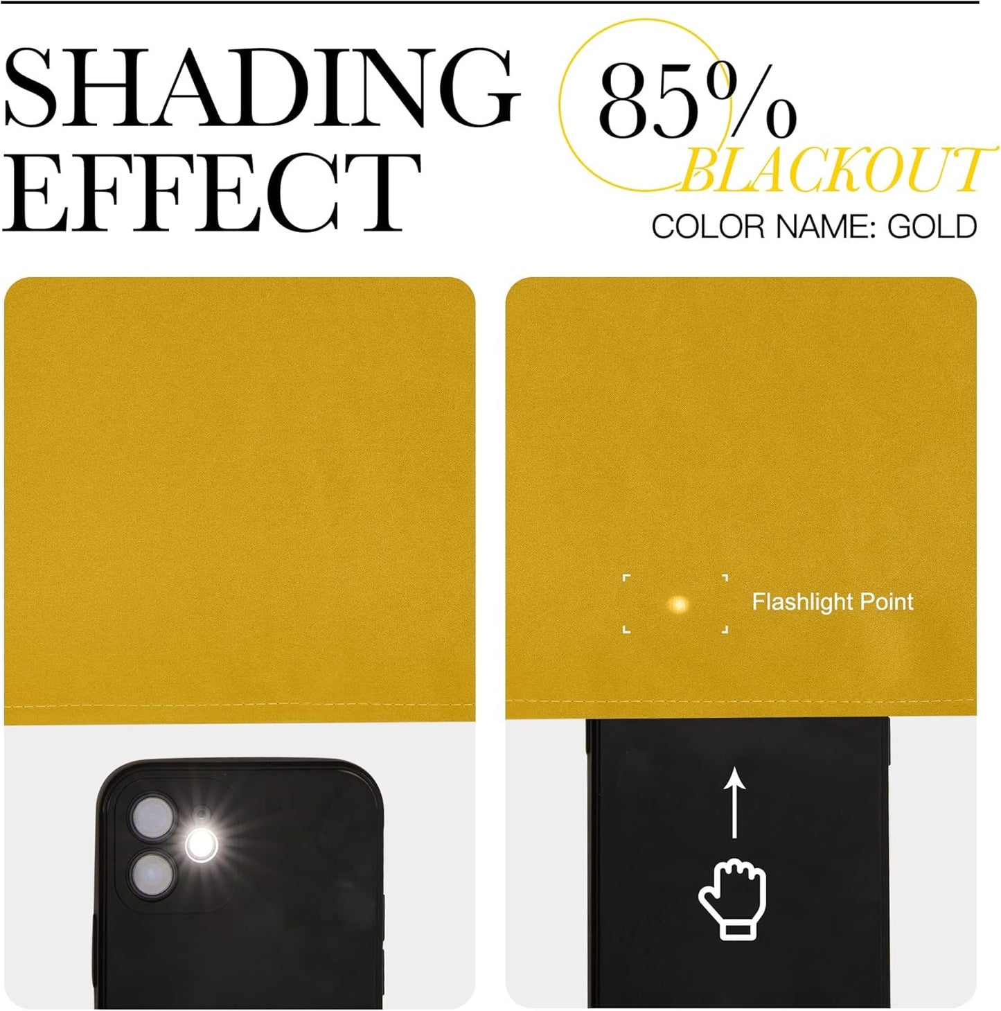 NICETOWN Gold Curtains 84 inches Long Blackout for Bedroom, Grommet Thermal Drapes Room Darkening Window Treatments for Living Room, W52 x L84, 2 Panels