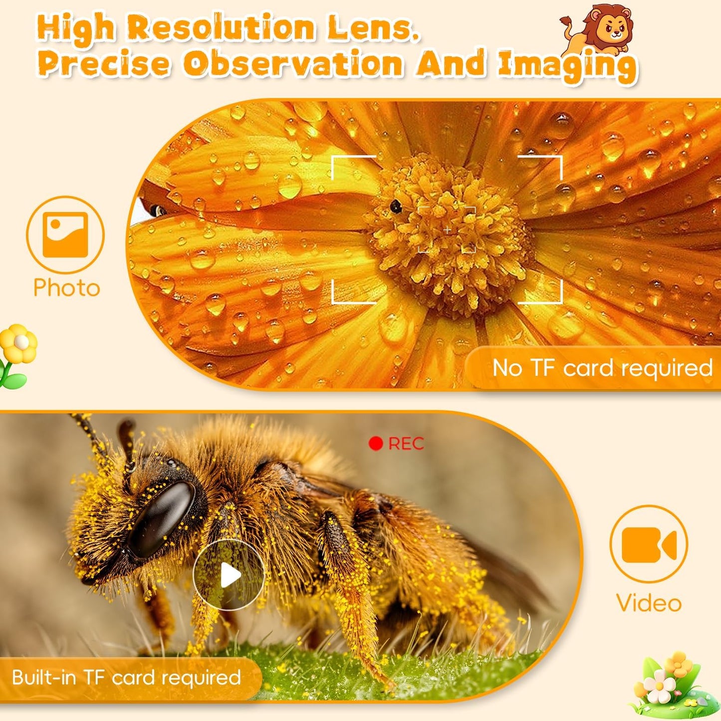 Microscope for Kids, Ahalfcit explorerscope with 2'' Inch Screen -1000X Zoom Portable Microscope Camera, Birthday for 3 4 5 6 7 8 9 0 11 12 Years Old Kids,Science Educational Toys