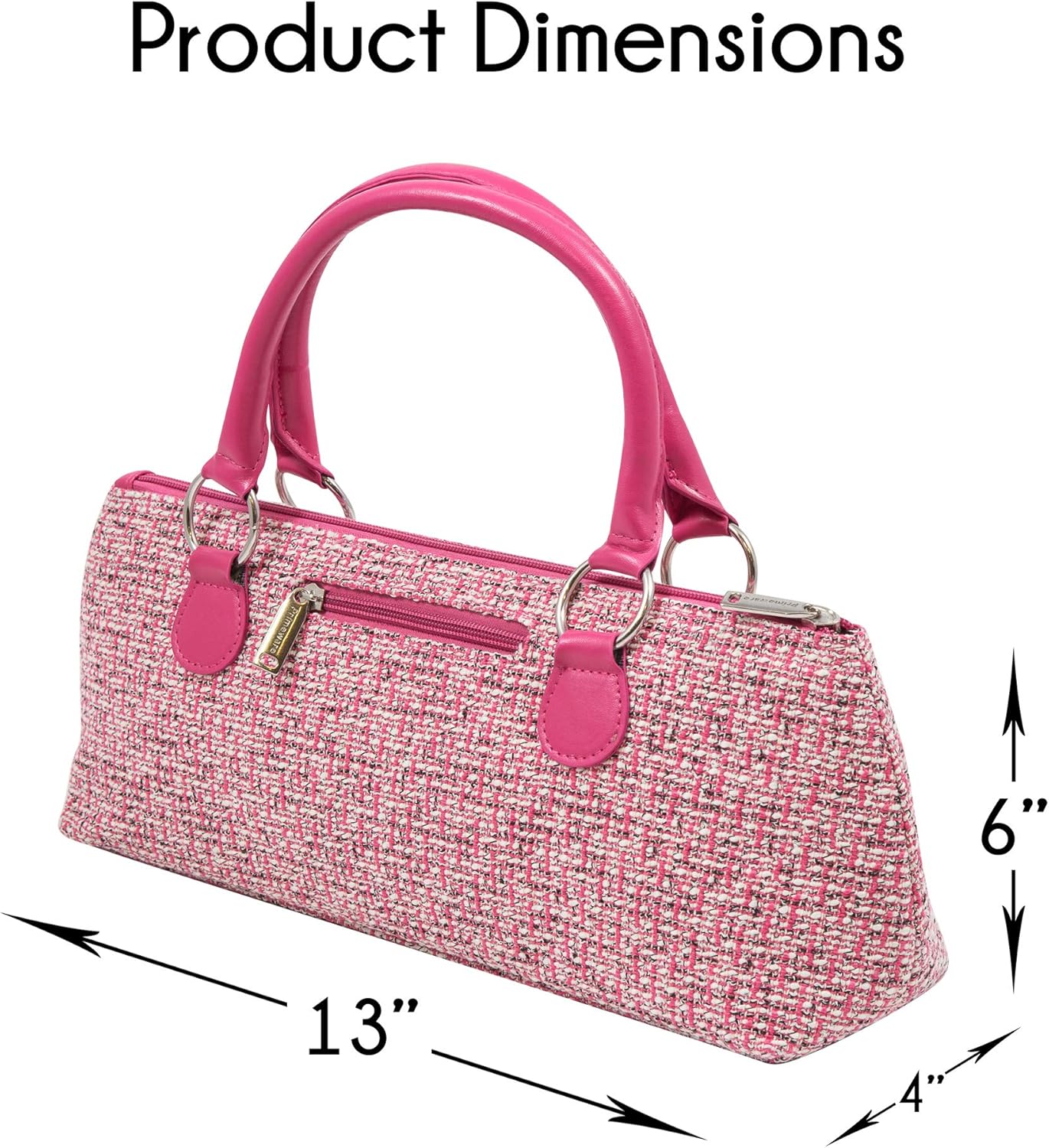 Wine Clutch Bag (Thermal Insulated) Trendy Women’s Carry Tote | Holds Red & White 750mL Bottles | Trendy Fashion | Incl. Portable Waiter-Style Corkscrew (Pink Tweed)