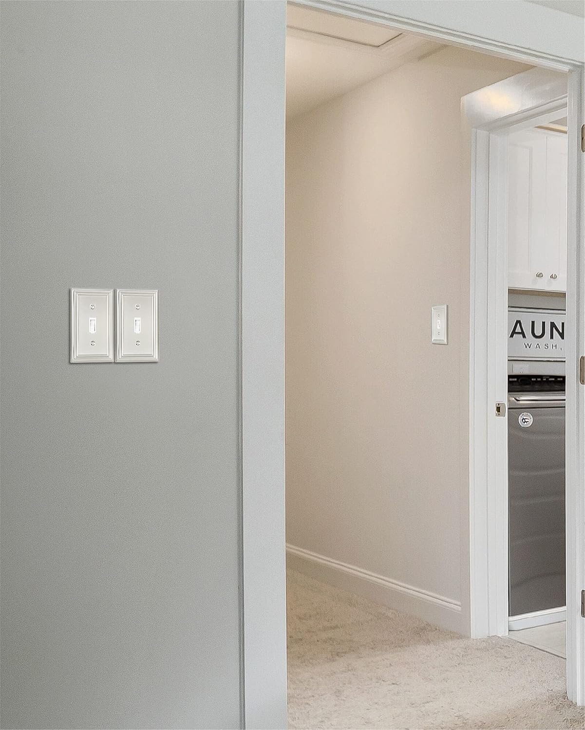 4-Pack Single Toggle Wall Plate, Metal Switch Plate Cover, Satin Nickel Light Switch Cover, Midsize, A031 Series