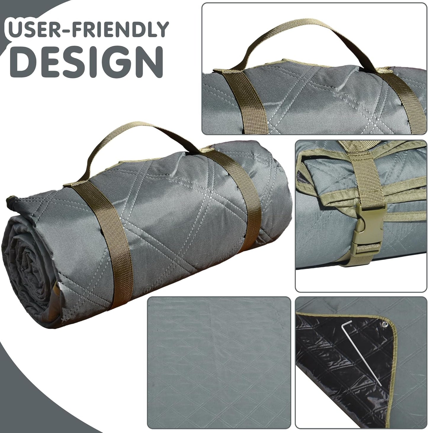 Waterproof Picnic Blanket 80 * 60 in Portable with Carry Strap for Beach Mat or Family Outdoor Camping Party, Park Blanket for Grass Park, Hiking, Travel