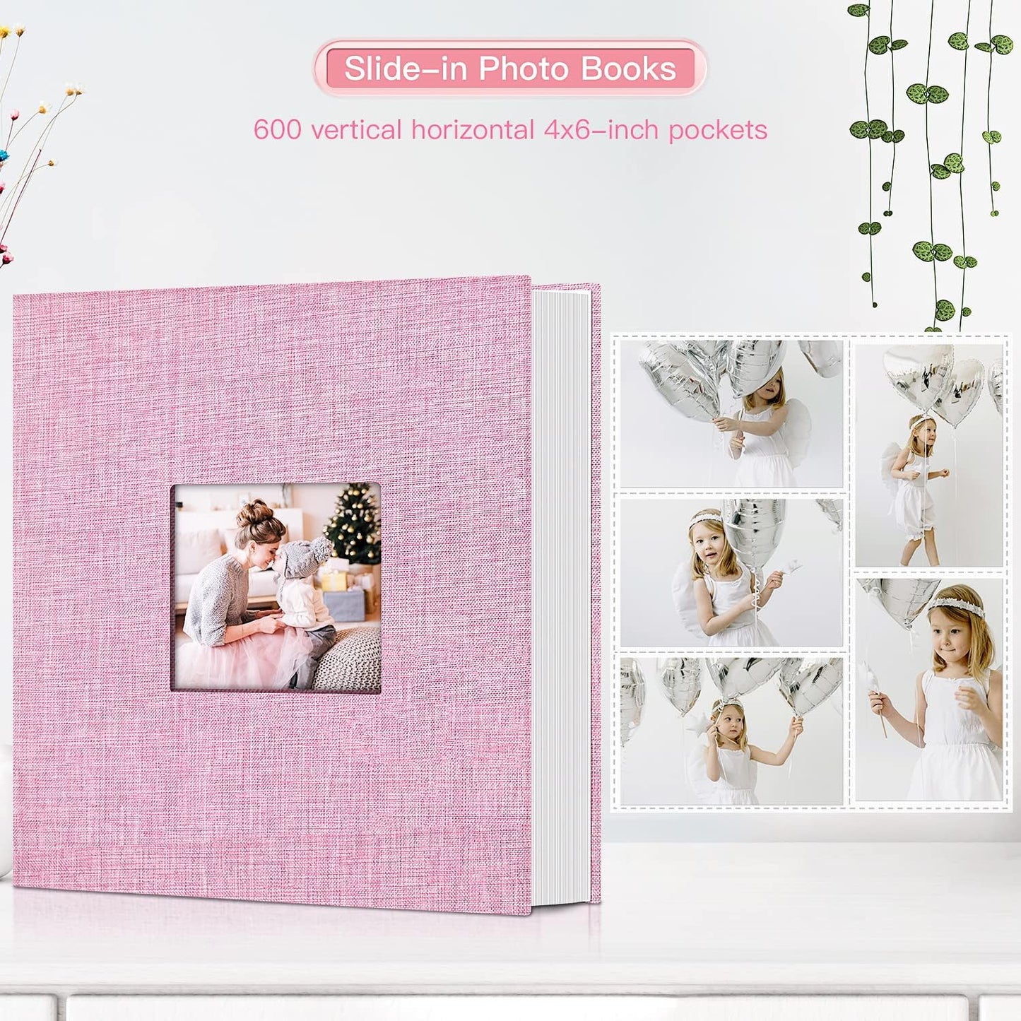 popotop Photo Album 4x6-600 Photos Photo Books with 600 Horizontal and Vertical Pockets,Linen Cover Albums for Family Wedding Anniversary Baby Vacation Pictures