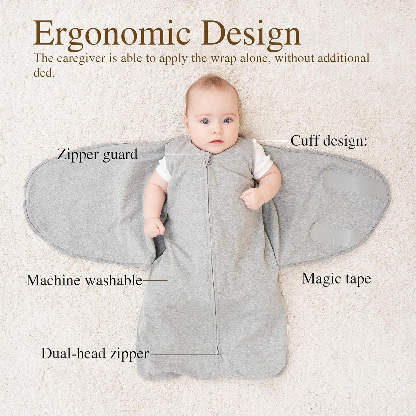 Swaddle-Blanket Baby Girl & Boy Swaddles Newborn Infant Transition 100% Cotton Wrap Blankets, 3-Way Adjustable Wearable Blanket, TOG 1.0 (Hedgehog, 3-6 Month)
