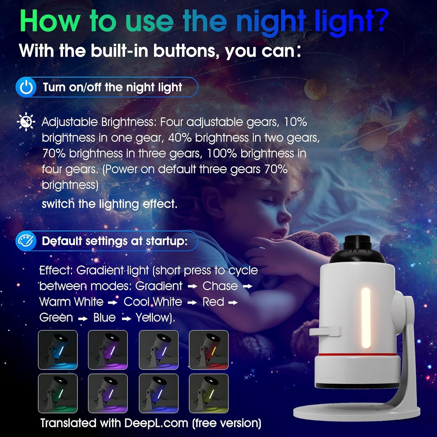 Galaxy Projector，Upgraded 4K HD Star Projector Lens, 10 Realistic Nebula Scenarios Room Lights，Timer off Controls&8-Color Night Light，Super Wide Ceiling Coverage for Bedrooms Home Theaters Kids Rooms