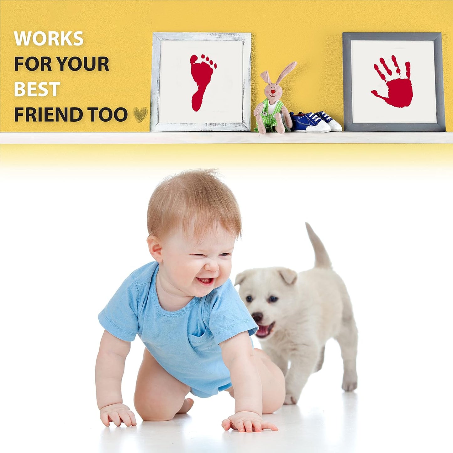 Large Clean Touch Ink Pad for Baby Handprints and Footprints – Inkless Infant Hand & Foot Stamp – Safe for Babies, Doesn’t Touch Skin – Perfect Family Memory or Gift, Red Print Kit by Tiny Gifts