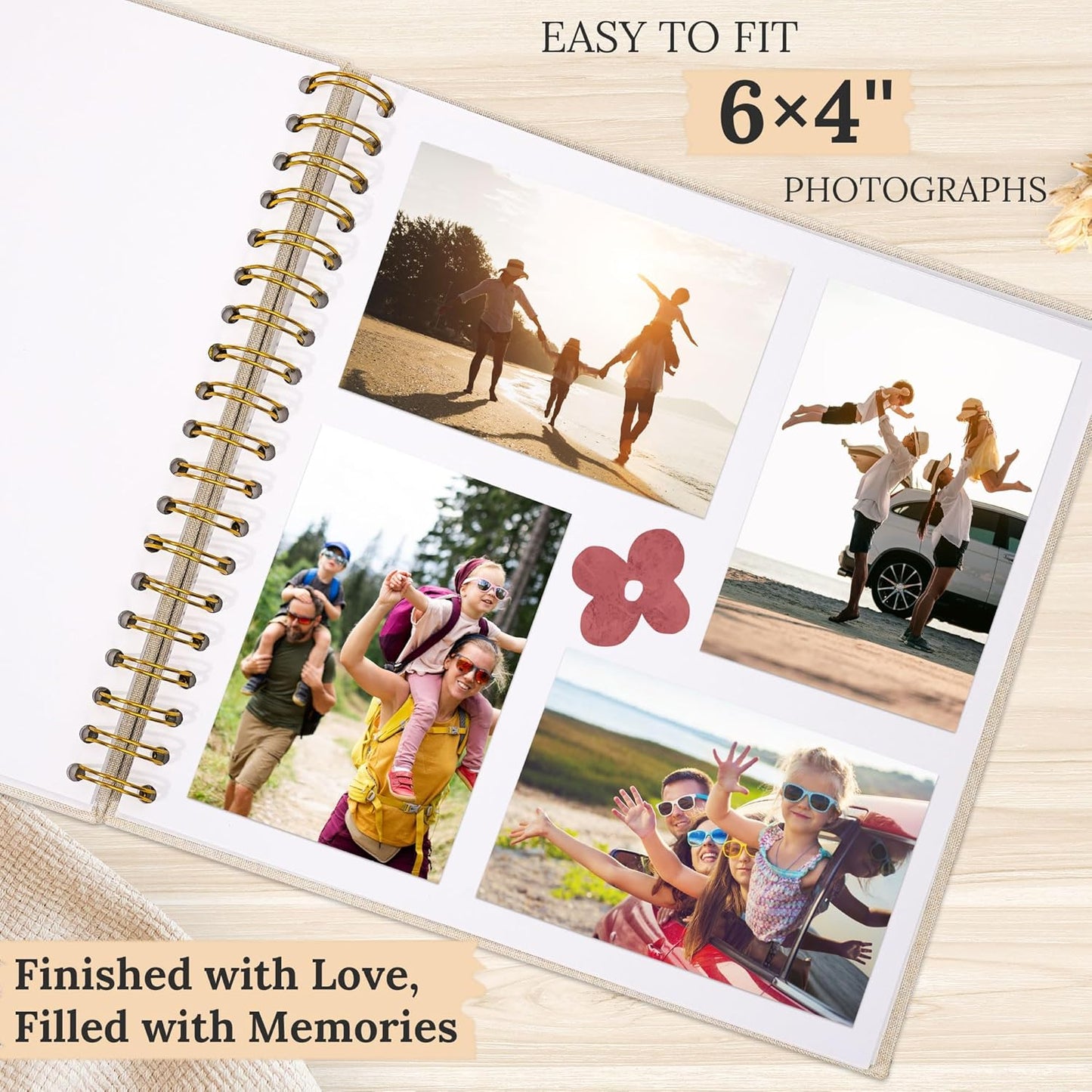 Scrapbook Photo Album Linen Cover, 12 x 12 Inch Hardcover Kraft White Pages Memory Book, for Travel Wedding Guest Book Christmas Baby Shower (40 Sheets/ 80 Pages,Beige)