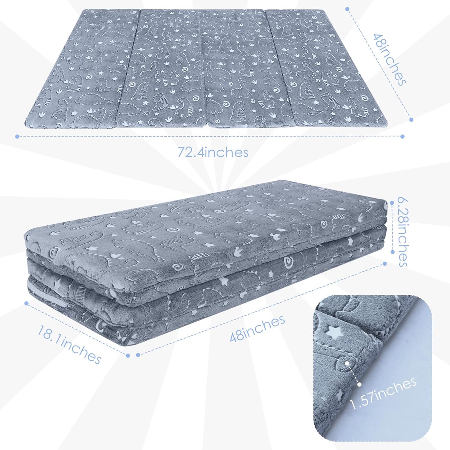 MeMoreCool Kids Floor Futon Mattress Large 6x4 FT, Thicken Foam Tatami Sleeping Pad for Playroom, Foldable Crawling Mat for Children’s Play Area