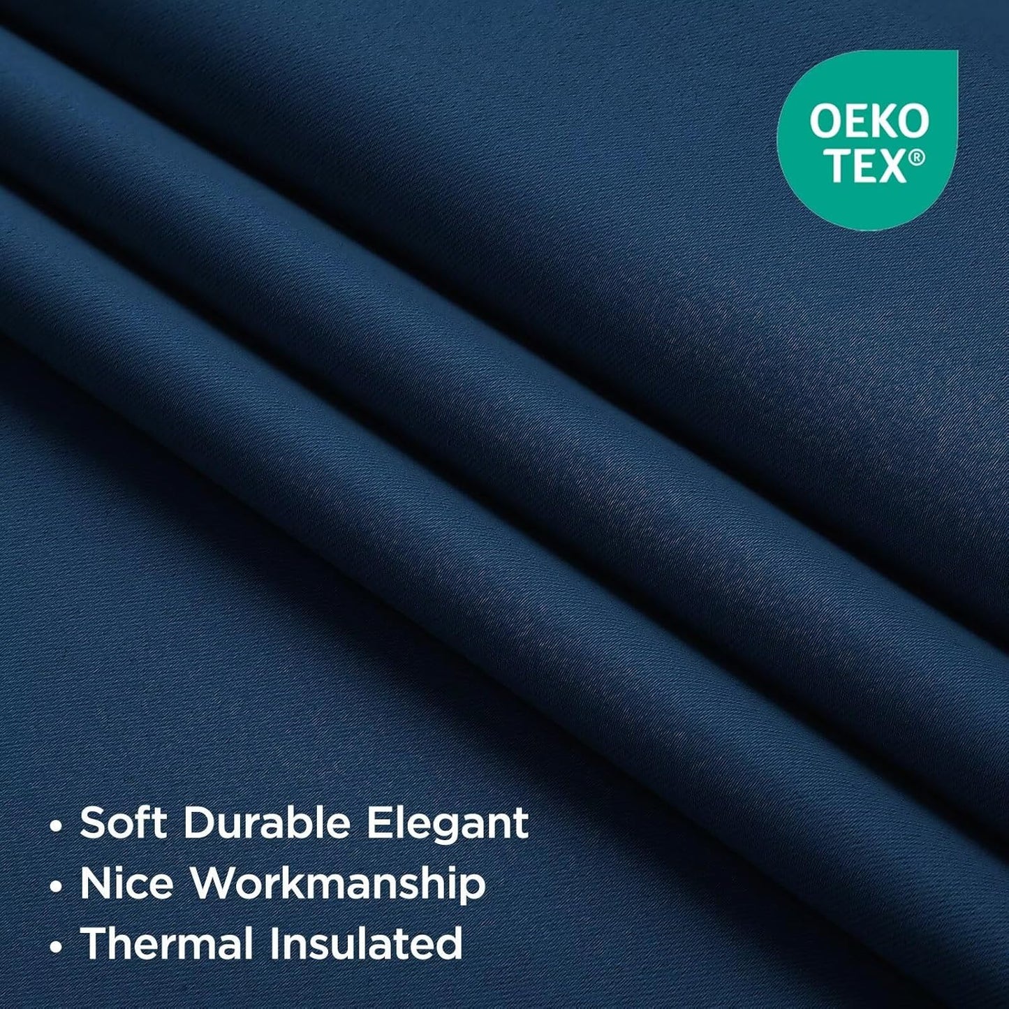 Joydeco Blackout Curtains 108 Inches Long, Thermal Insulated Black Out Curtains 2 Panels Set, Room Darkening Drapes for Living Room Window Rod Pocket Back Tab (W37 x L108 Inch, Navy Blue)