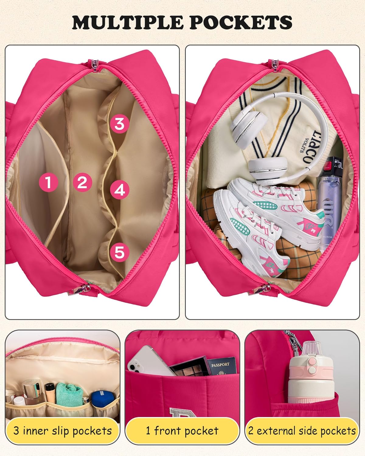 Dance Bag, Kid Weekender Bags，Girl Overnight Bag with Wet Pocket，Lightweight Travel Tote Personalized Cheer Bags with Makeup Pouch-11 Year Old Girl Birthday Gifts