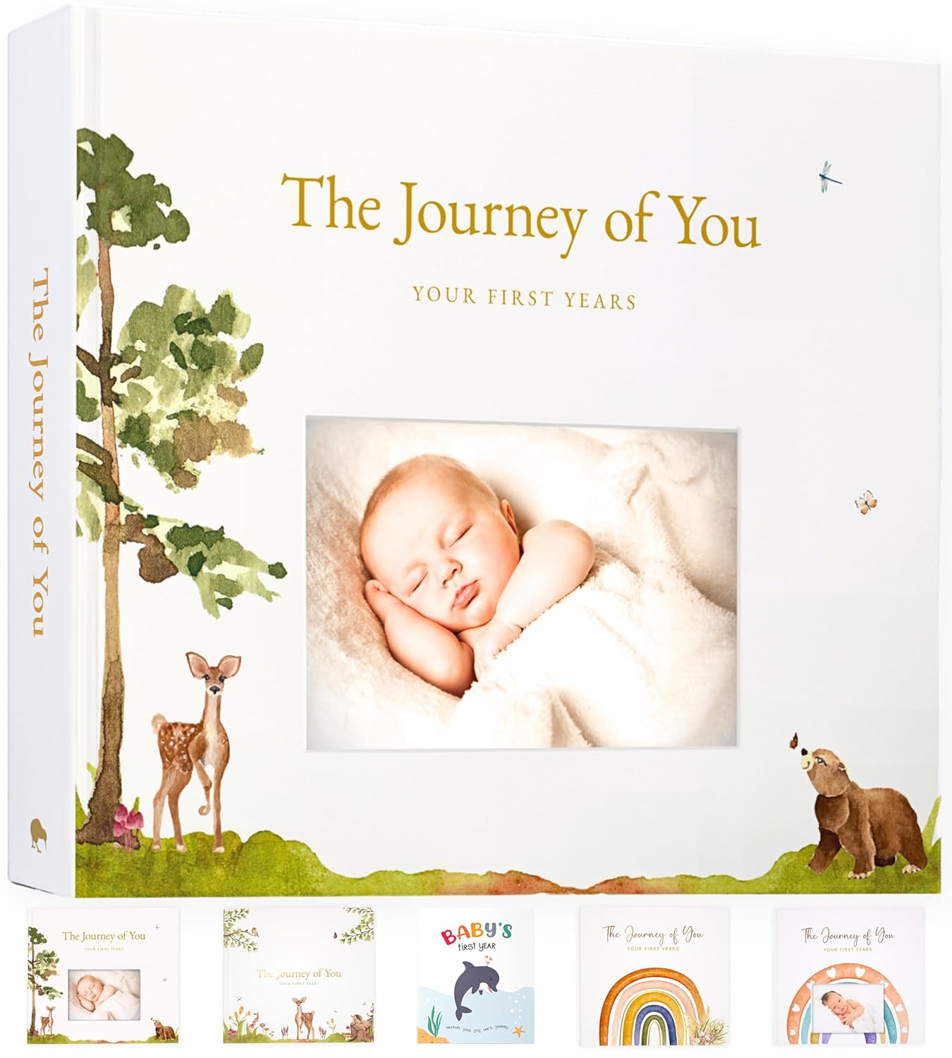 Baby Journal Memory Book for Boys or Girls - First 5 Years Woodland Adventure Keepsake - Newborn 1st Milestone Log Photo Album Scrapbook - Gender Neutral Sentimental Pregnancy Gifts for Expecting Moms