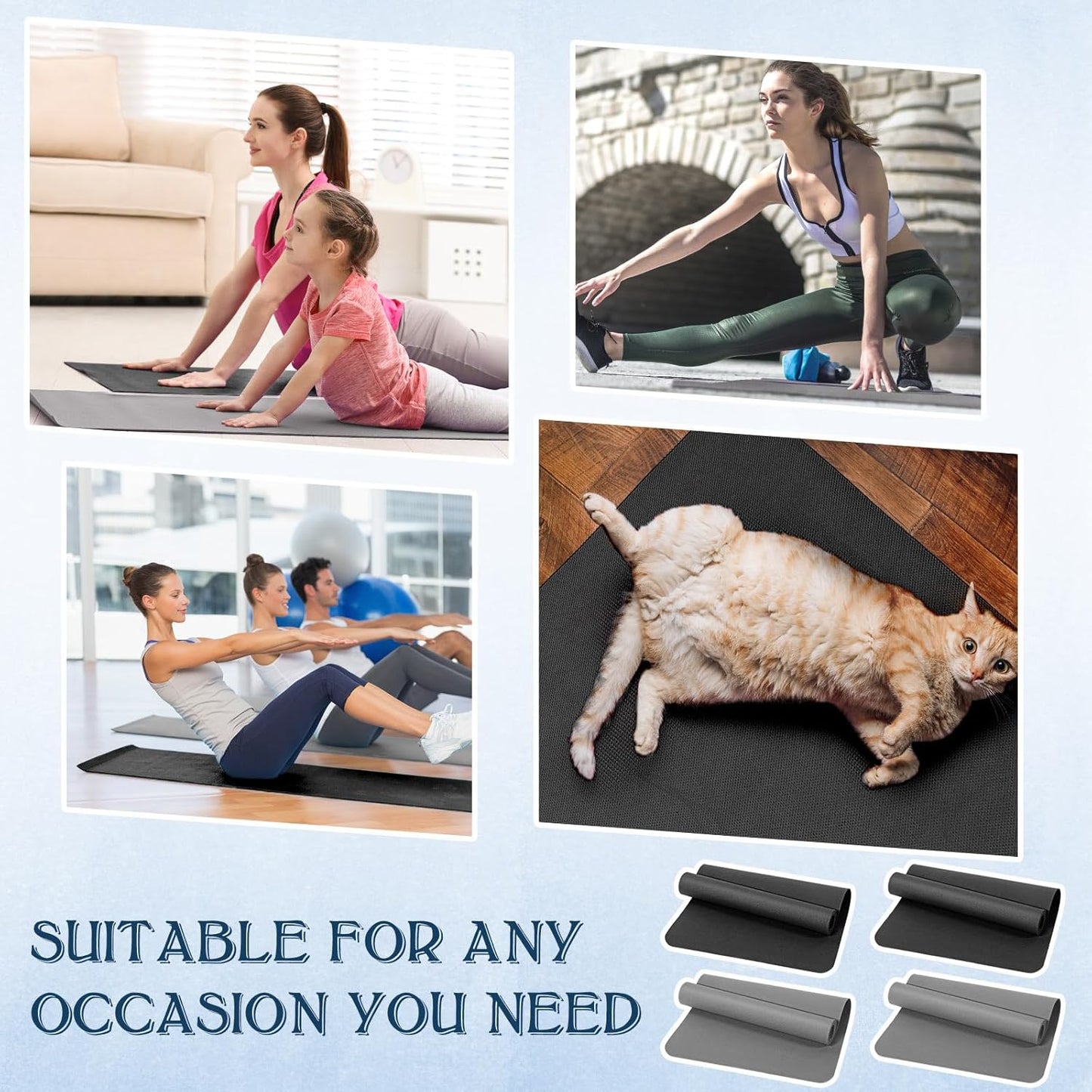 10 Pack Yoga Mats Bulk, 68'' x 24'' x 4mm Thick Yoga Mats for Kids and Adult Gym Mats Bundle Latex Free Exercise Mats with Non Slip Texture for Outdoor Yoga, Pilates or Workout