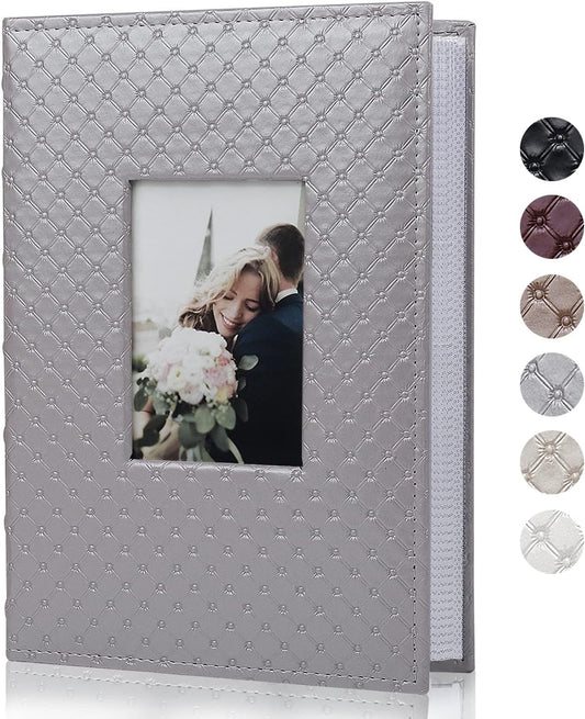 RECUTMS Photo Albums for 4x6 Photos Holds 300, 3 Per Pages Photo Picture Album PU Leather Cover, Horizontal Photos Record Family Wedding Anniversary Baby Holiday Album (Grey)