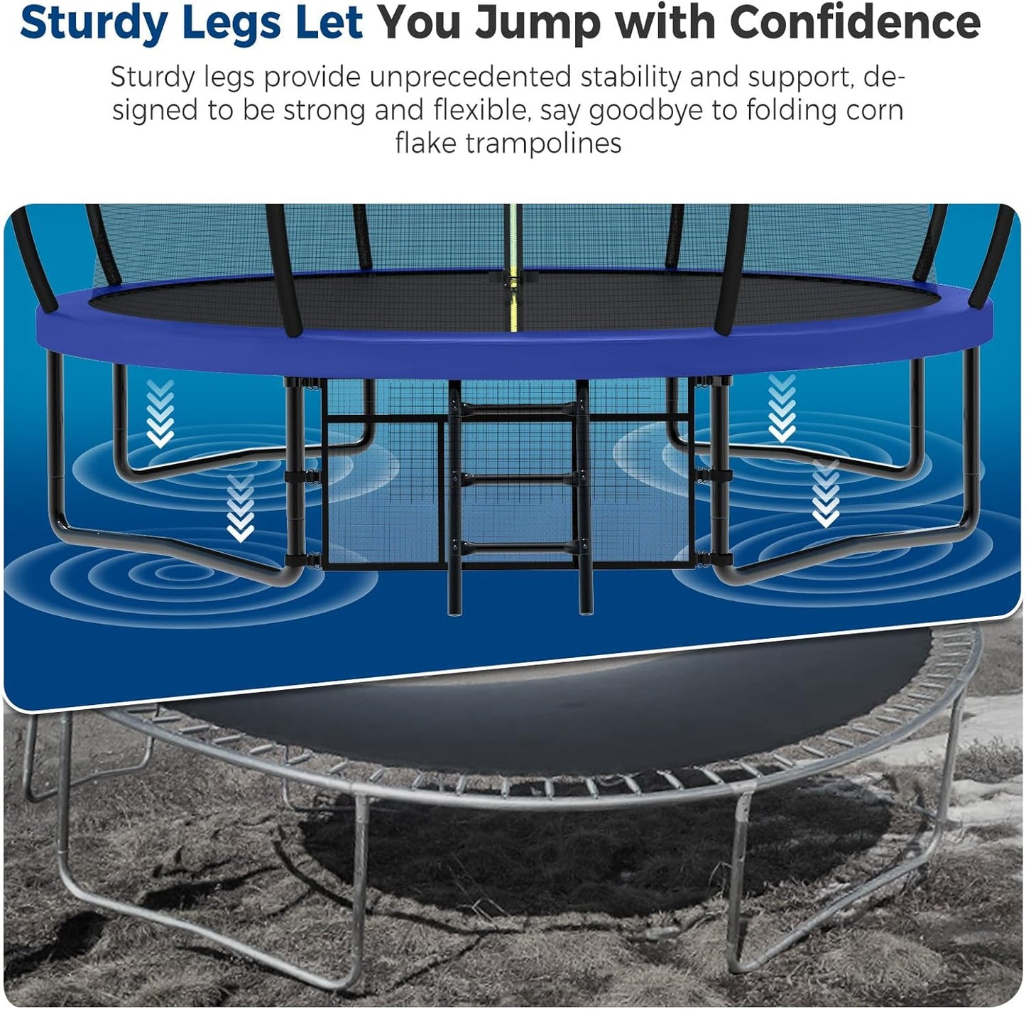 Tatub Large Trampolines Outdoor 10 12 14 15 16FT for Kids and Adults,Outdoor Recreational Pumpkin Trampolines with Curved Poles and Safety Enclosure Net, Basketball Hoop, Ladder