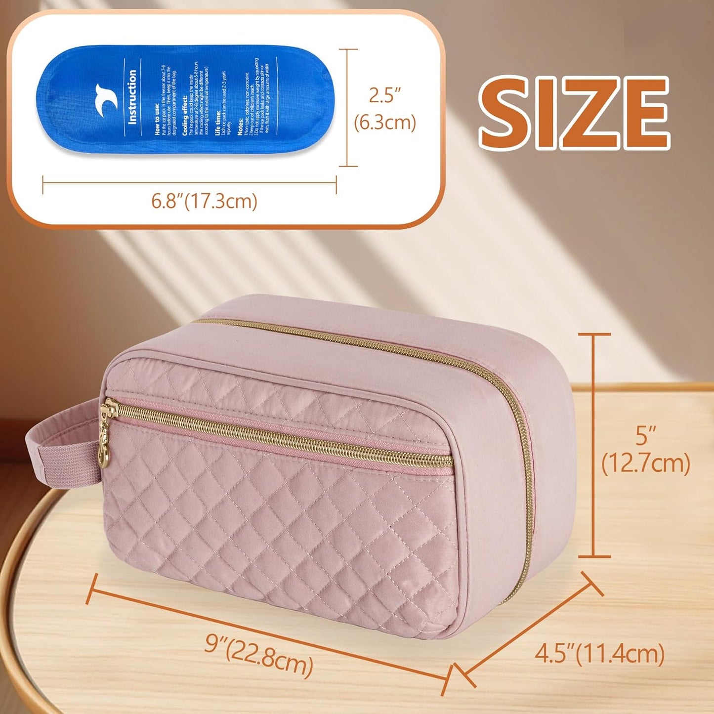 Damero Breastmilk Cooler Bag with 4 Ice Packs -Breastmilk Cooler Travel Bag Organizer with Detachable Buckle Handle for Daycare and Breastfeeding Mom,Pink