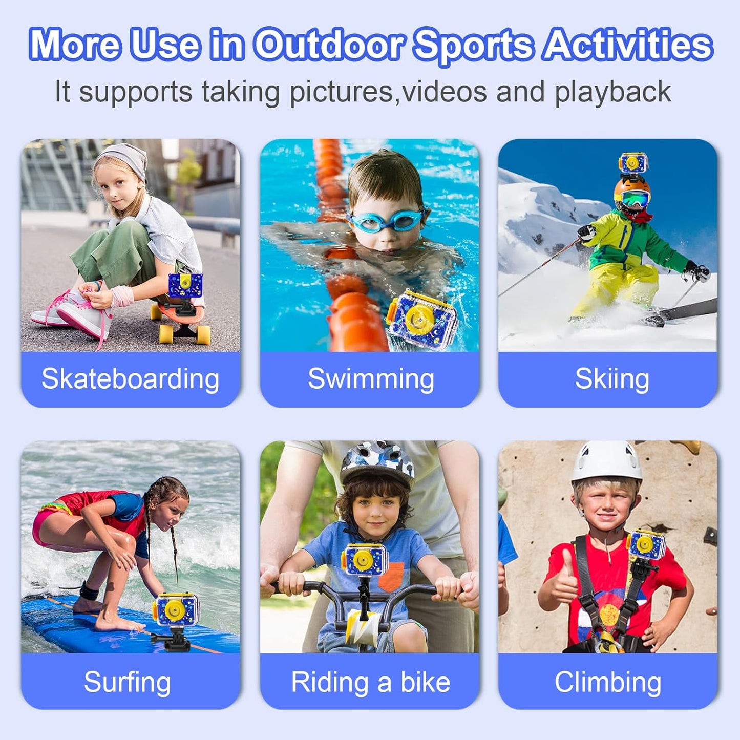 GKTZ Kids Camera - Waterproof Underwater Camera for Kids, Christmas Birthday Gifts for Boys Age 3-12, 1080P HD Children Digital Action Camera, Pool Toys for Kids Age 4-12