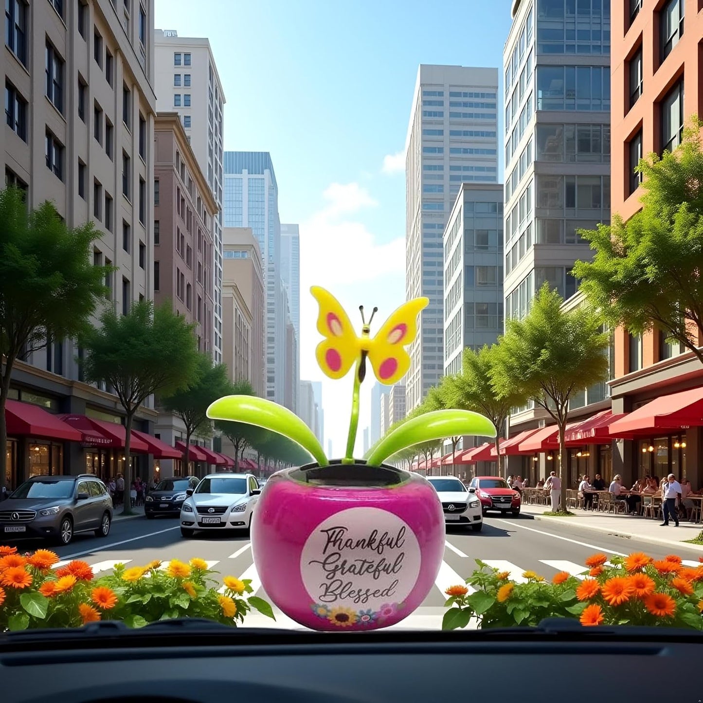 JJLFresheners Solar Flower - Solar-Powered Car Decoration - Physics Theme - Unisex - All Ages - Renewable Energy (Solar Power), Simple Machines