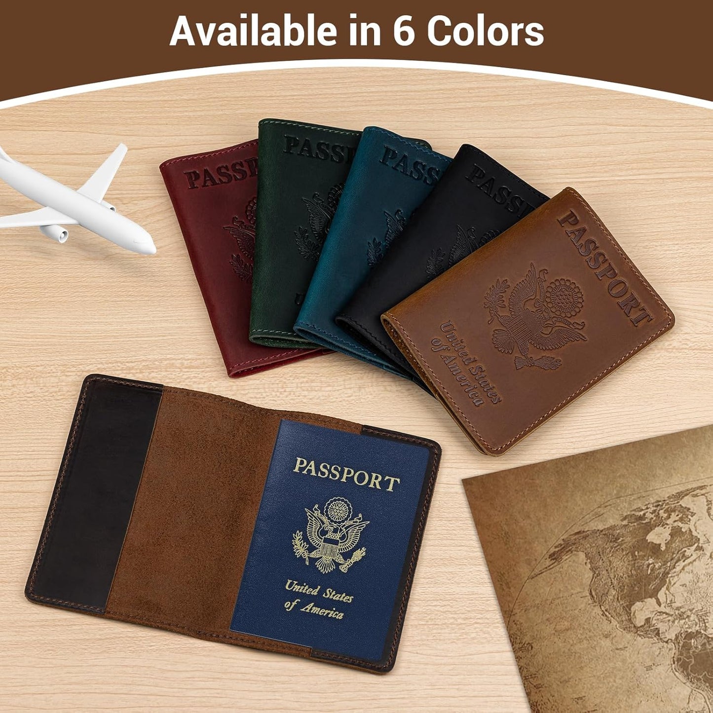 BIAOTIE Premium Leather Passport Holder Covers, Rfid Travel Wallet Passport Document Holder, Travel Essentials Wallet Cover Case for Men and Women (Blue)