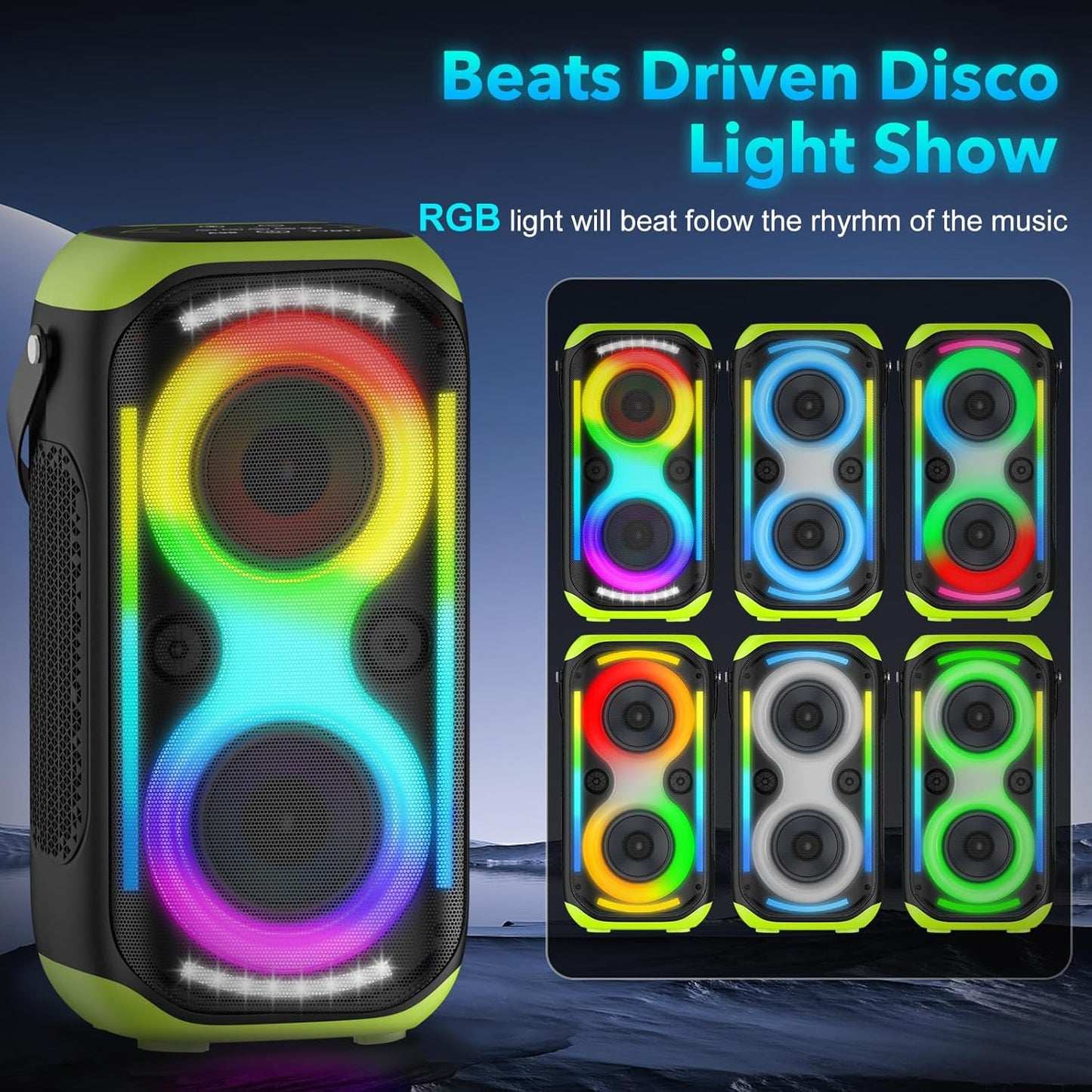 Bluetooth Speaker 160W Loud Wireless Boombox Portable Big Powerful Deep Bass Sound TWS Large Outdoor Home Party Speakers with Subwoofer LED Lights