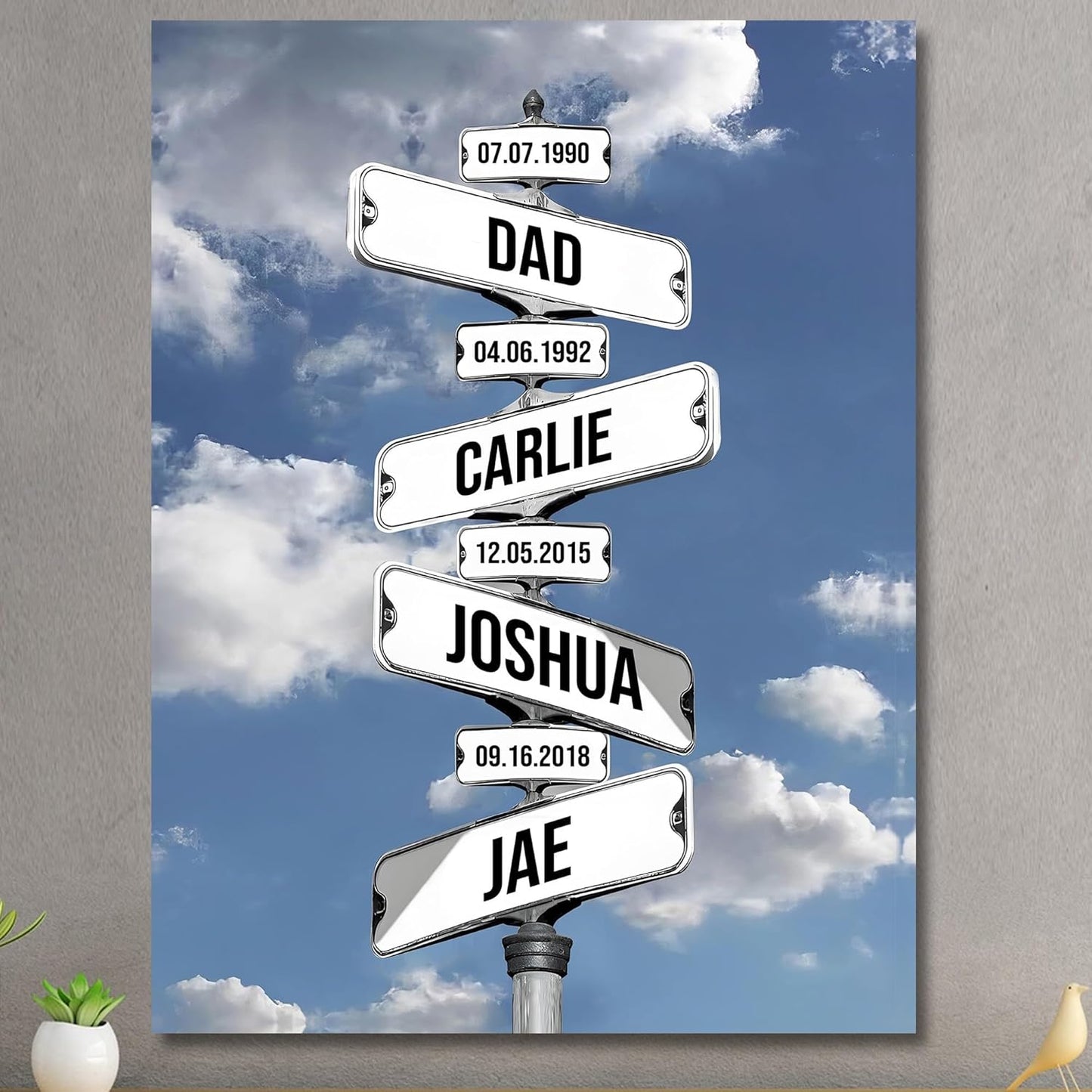 Personalized Father's Day Family Names Street Custom Multi-Name Date of Birth Vintage Street Sign Happy Fathers Day Poster Canvas Wall Art Best Gifts for Dad Husband from Daughter Son Wife Kids #26