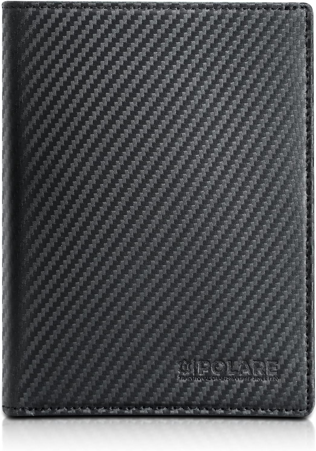 Polare Luxury RFID Blocking Leather Passport Holder Travel Wallet For Men and Women (Carbon Black)