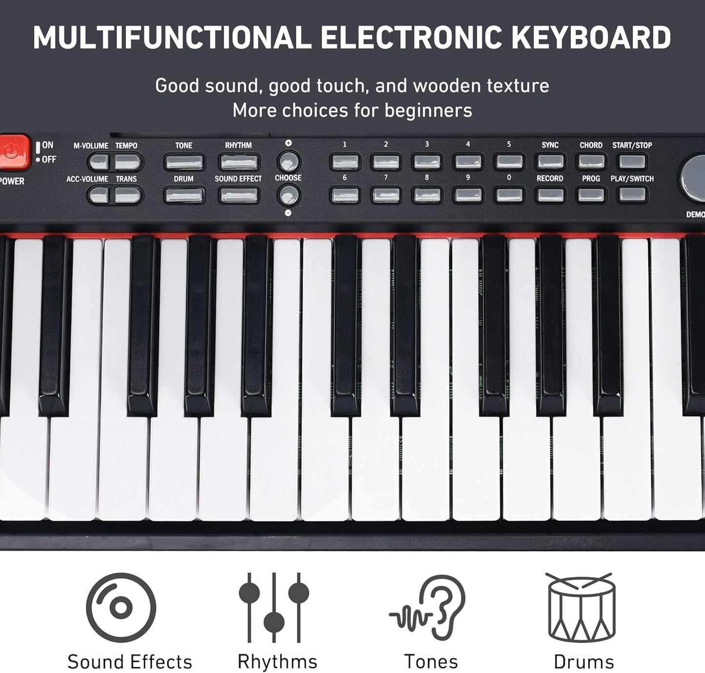 Lexington 61 Key Keyboard Piano, Complete Electronic Piano Keyboard Set for Beginners Adults, Portable Music Keyboard with Lighted Keys, Teaching Modes, Stand, Case, Microphone (61-Key Black)